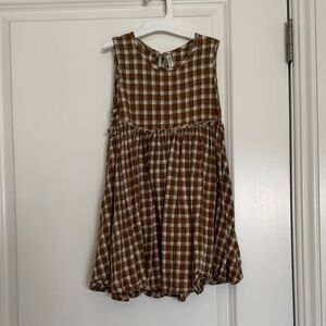 Rylee + Cru Brown and Cream Plaid Sleeveless Dress